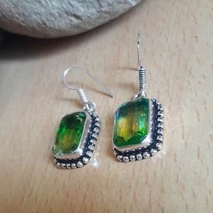 Peridot Stone 925 Sterling Silver Handmade Design Earrings Dangle Earrings Cut Stone Earrings Green Stone Earrings Gift Jewelry For Her