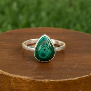 Natural Malachite 925 Sterling Silver Yellow Gold Rose Gold Plated Ring, Promise Ring, Daily Wear Ring, Ring For Women, Malachite Jewelry