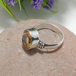 Natural Yellow Citrine Ring Cut Stone Ring 925 Sterling Silver Ring Handmade Boho Ring Citrine Jewelry Valentines Day Gift For Men And Women