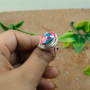 Oyster Turquoise Ring, 925 Sterling Silver Ring, Statement Ring, Boho Ring, Adjustable Ring, Turquoise Jewelry, Christmas Gift for Her