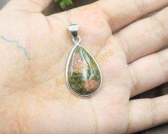 Unakite Jasper Gemstone Pendant 925 Sterling Silver Pendant Handmade Unique Stone Pendant Unakite Jewelry Christmas Gift Jewelry For Women