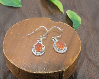 Karneol Edelstein Ohrringe 925 Sterling Silber Ohrringe Handmade Design Ohrringe Geburtstag Geschenk Schmuck für Freundin