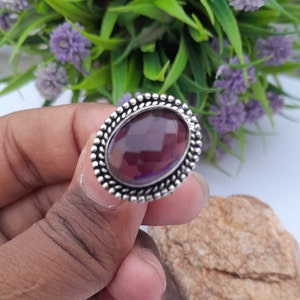Natural Purple Amethyst Stone Ring 925 Sterling Silver Ring Handmade Statement Ring Gemstone Ring Amethyst Wedding Gift Jewelry For Women