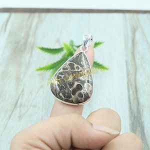 Turritella Agate Stone Pendant Pure 925 Sterling Silver Pendant Handmade Gemstone Pendant Fossil Agate Valentines Day Gift Jewelry For Women