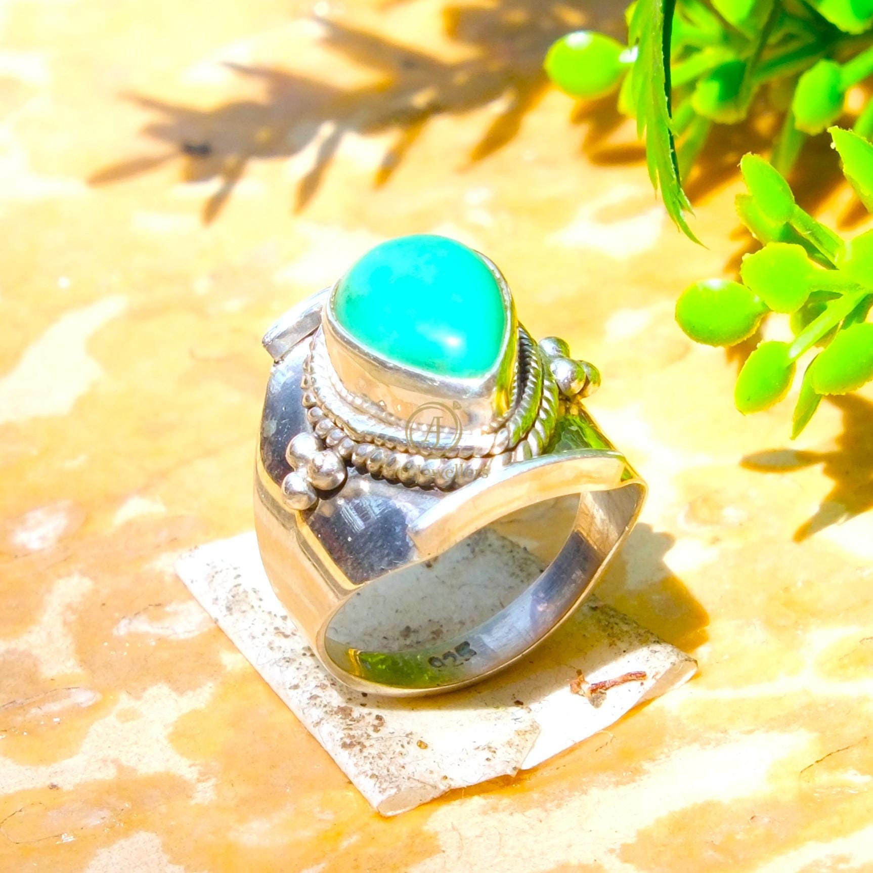 Arizona Turquoise Ring Green Turquoise Ring 925 Sterling Silver