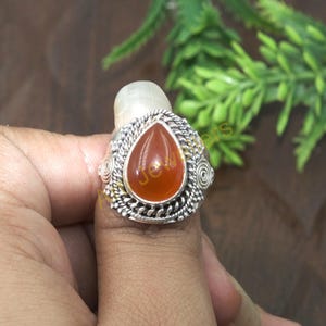 Natural Red Carnelian Ring Gemstone Ring 925 Sterling Silver Ring Handmade Ring Boho Ring Carnelian Wedding Ring Red Stone Ring Gift Jewelry