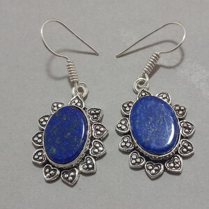 Lapis Lazuli Earrings Pure 925 Sterling Silver Handmade Design Earrings Drop Dangle Earrings Lapis Jewelry Blue Stone Earrings Gift For Her