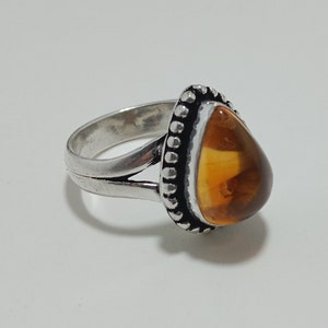 Natural Citrine Ring 925 Sterling Silver Ring Handmade Ring Statement Ring Engagement Ring Yellow Stone Ring Wedding Gift Jewelry For Her