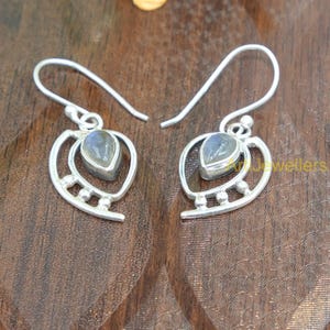Natural Blue Fire Labradorite Gemstone Earrings, Pure 925 Sterling Silver Earring, Handmade Earrings,  Labradorite Jewelry Gifts for Women