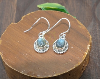 Natürliche Labradorit Edelstein Ohrringe 925 Sterling Silber Handmade Ohrringe Baumeln Ohrringe Silber Schmuck Frauen Weihnachtsgeschenk für Frauen