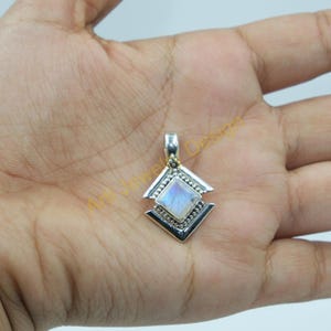 Blue Rainbow Moonstone Pendant 925 Sterling Silver Pendant Handmade Statement Pendant Unique Design Pendant Moonstone Gift Jewelry For Women