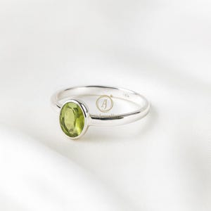 Green Peridot 925 Sterling Silver Faceted Gemstone Ring Oval Shape, Handmade Jewelry, August Birthstone, Rose Gold & Yellow Gold Plated Ring