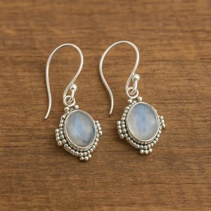 Blue Rainbow Moonstone Earrings 925 Sterling Silver Earrings Handmade Statement Earrings Drop Dangle Earrings Moonstone Gift Jewelry For Her