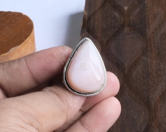 Rosa Opal 925 Sterling Silber handgemachte Statement Boho Ring Opal Geschenk Schmuck für Frauen