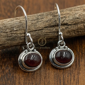 Natural Red Garnet Gemstone Earrings Red Stone Earrings 925 Sterling Silver Rose Gold Yellow Gold Plated Earrings Dangling Earrings For Her
