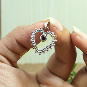 Red Garnet Pendant 925 Sterling Silver Handmade Pendant Heart Shape Pendant Statement Pendant For Women Christmas Birthday Gift Jewelry