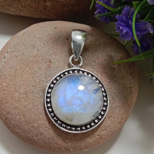Blue Moonstone Pendant 925 Sterling Silver Pendant Handmade Pendant Gemstone Pendant Moonstone Jewelry Gift Jewelry For Wife Sister Daughter
