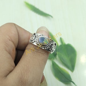 Blue Australian Opal Ring 925 Sterling Silver Ring Handmade Statement Ring Promise Engagement Ring Wedding Rings Opal Gift Jewelry For Her