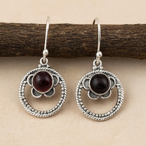 Red Garnet Dangling Earrings 925 Sterling Silver | Rose Gold &Yellow Gold Plated Dangle Earrings | January Birthstone Gift Jewelry for Women