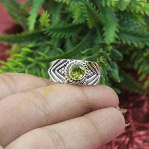 Green Peridot Ring Cut Stone Ring 925 Sterling Silver Ring Handmade Design Ring Engagement Ring Promise Rings Green Stone Ring Gift Jewelry