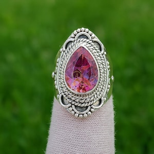 Pink Tourmaline 925 Sterling Silver Handmade Stacking Design Ring Pink Stone Ring Tourmaline Gift Jewelry Yellow Gold Rose Gold Plated Ring