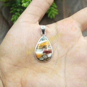 Natural Oyster Turquoise 25 Sterling Silver Pendant Handmade Statement Pendant Unique Stone Pendant Turquoise Jewelry Birthday Gift Jewelry