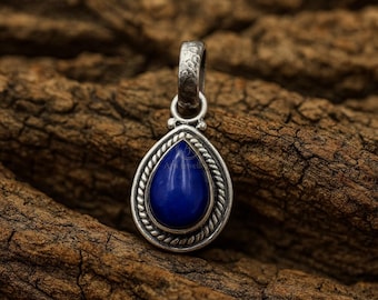 Natural Lapis Lazuli Gemstone Pendant, 925 Sterling Silver Pendant, Handmade Pendant, Necklace Pendant, Unique Pendant for Love Gift