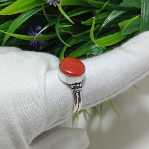 Natural Red Coral Stone Ring, 925 Sterling Silver Ring, Promise Ring, Boho Ring, Engagement Ring, Coral Wedding Gift Jewelry for Women