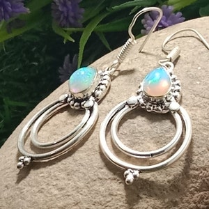 Rainbow Ethiopian Opal Earrings 925 Sterling Silver Handmade Unique Design Earrings Opal Jewelry Gemstone Earring Christmas Gift Jewelry