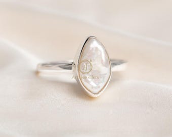 Perle 925 Sterling Silber Ring Handmade Versprechen Ring Einzigartige Ring Perle Rose Gold Ring Gelbgold Ring Perle Vergoldet Ring Geschenk Schmuck