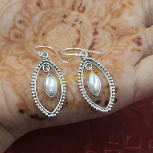 Natural Mother Of Pearl Earrings 925 Sterling Silver Handmade Unique Stone Earrings Gemstone Earrings Gift Pearl Jewelry For Wife Mom Sister
