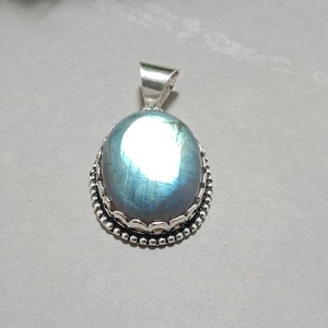 Blue Fire Labradorite Pendant 925 Sterling Silver Handmade Statement Pendant Blue Stone Pendant Gemstone Pendant Gift Jewelry For Wife Mom