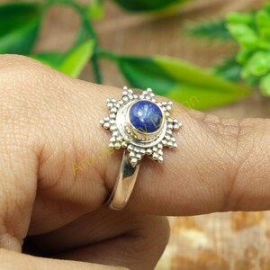 Lapis Lazuli Gemstone Ring 925 Sterling Silver Ring Handmade Statement Ring Blue Stone Ring Lapis Lazuli Jewelry Birthday Gift For Women