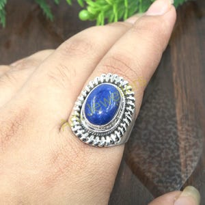 Lapis Lazuli Stone Ring 925 Sterling Silver Ring Handmade Statement Ring Stacking Ring Blue Stone Ring Lapis Lazuli Gift Jewelry For Women