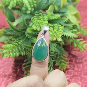 Natural Green Chalcedony Gemstone Pendant 925 Sterling Silver Pendant Handmade Statement Pendant Green Stone Pendant Chalcedony Gift Jewelry