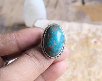 スターリングシルバーのターコイズバタフライリング：ボヘミアン