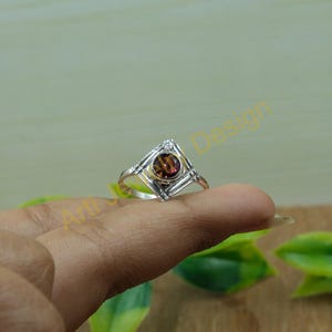 Anillo de granate natural, diseño único, plata de ley 925, anillo llamativo, anillo apilable, anillo de piedra roja, joyería de granate, regalo para ella