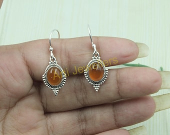Pendientes colgantes de cornalina hechos a mano, plata de ley 925