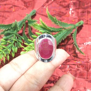 Roze robijn ring 925 sterlingzilveren ring handgemaakte ring stapelring ring roze stenen ring geslepen stenen robijn valentijnsdag cadeau sieraden voor vrouw