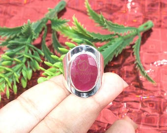 Roze robijn ring 925 sterlingzilveren ring handgemaakte ring stapelring ring roze stenen ring geslepen stenen robijn valentijnsdag cadeau sieraden voor vrouw