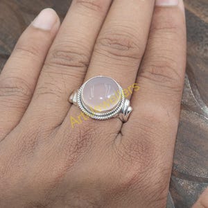 Rosenquarz Edelstein Ring, 925 Sterling Silber Ring, Rosa Stein Ring, Statement Ring, Boho Ring, Versprechen Ring für Sie, Rosenquarz Schmuck