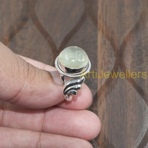 Natural Green Prehnite Ring, 925 Sterling Silver Ring, Statement Ring, Green Stone Ring, Gemstone Ring, Prehnite Gift Jewelry for Women Her