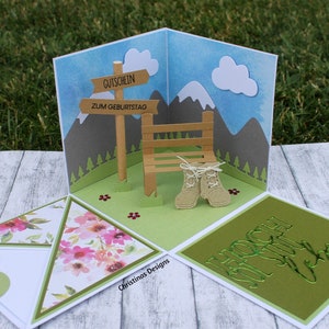 Explosionsbox Wandern Gutschein Wanderurlaub Geschenkverpackung Geburtstag Gutscheinbox