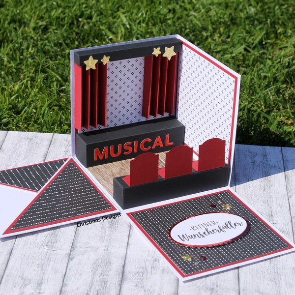 Explosionsbox Musical Gutschein Geschenkverpackung zum Geburtstag