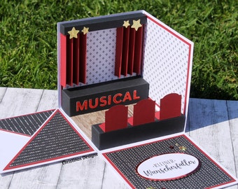 Explosionsbox Musical Gutschein Geschenkverpackung zum Geburtstag