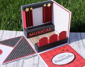 Explosionsbox Musical Gutschein Geschenkverpackung zum Geburtstag