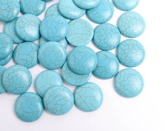 10-Piece Natural Blue Turquoise Gemstone Cabochons - Flat Back Dome 4mm To 14mm 8 thumbnail image