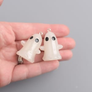 Glow in the Dark Ghost Charms: Resin Halloween Pendants, Set of 5