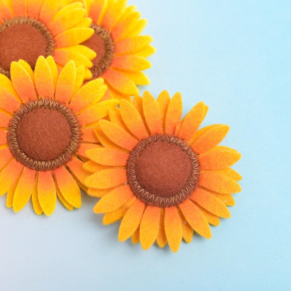 One Felt Fabric Sunflower, Fabric Flower Supplies, Use for Hairbow Making Clothing Accessory Embellishment