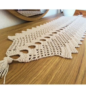 Boho Table Runner | Farmhouse Table Runner | Macrame Crochet Table Décor | Rustic Table Runner | Beige Table Runner | Neutral Table Runner